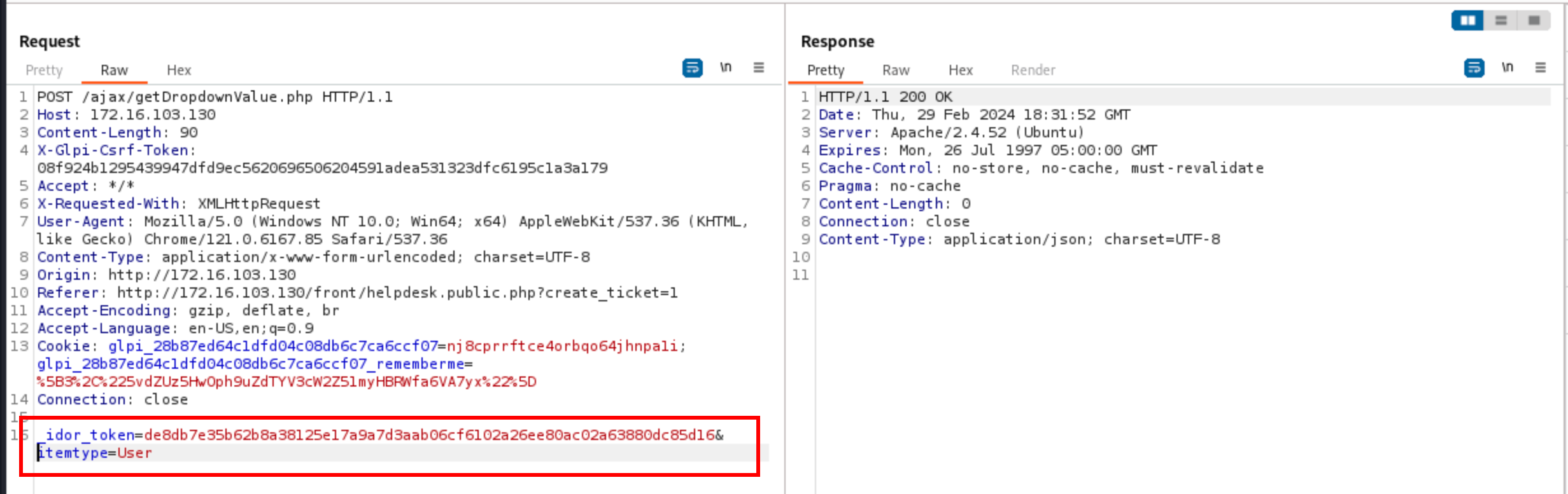Use first IDOR token, not working
